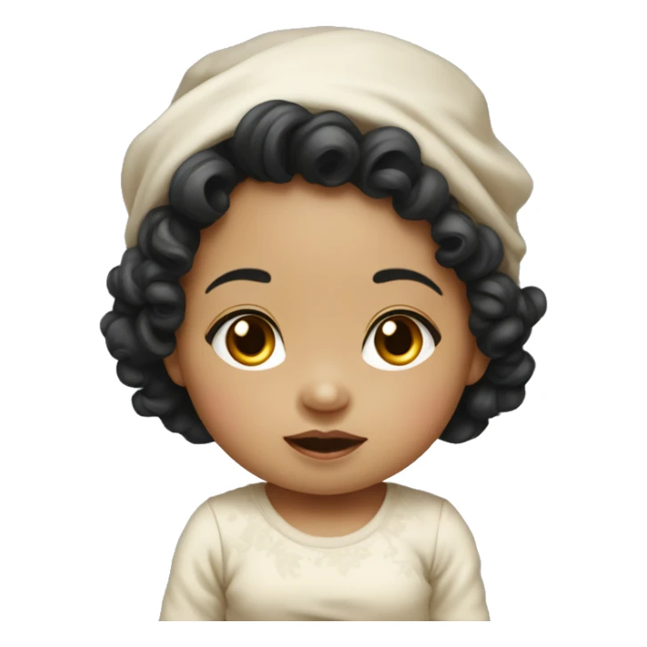 Southeast Asian female infant with black curly hairSou sticker