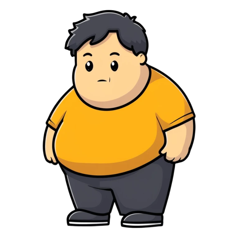 Brown fat man with hair sticker