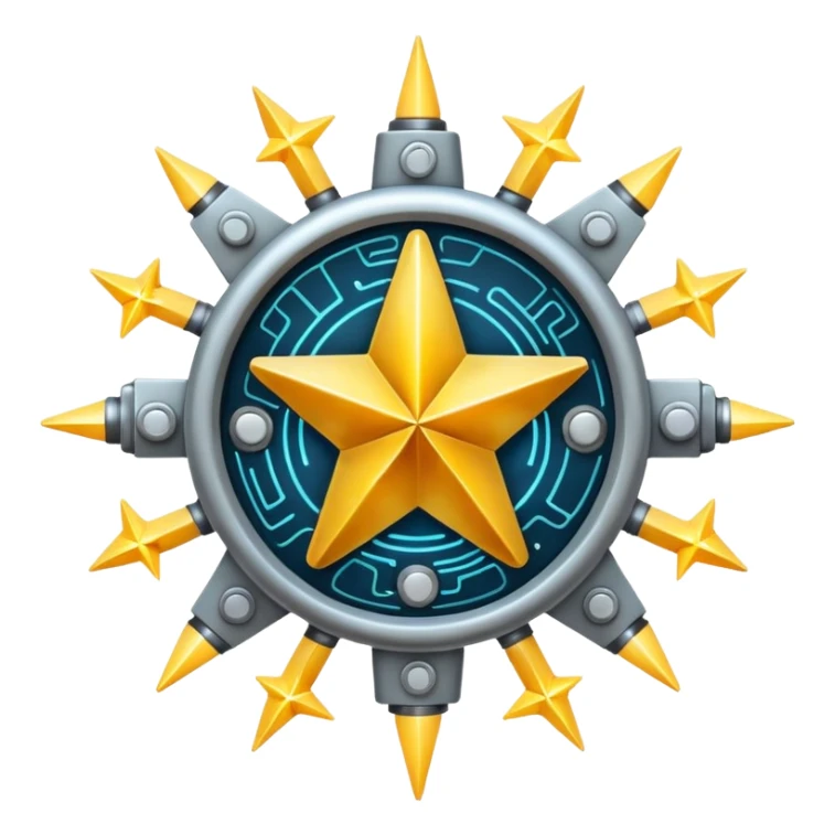 symbol combining elements of a circuit and a star, no text sticker