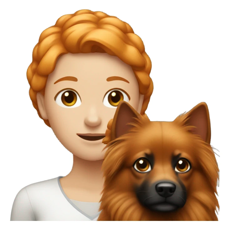 Ginger girl with black female spitz dog sticker