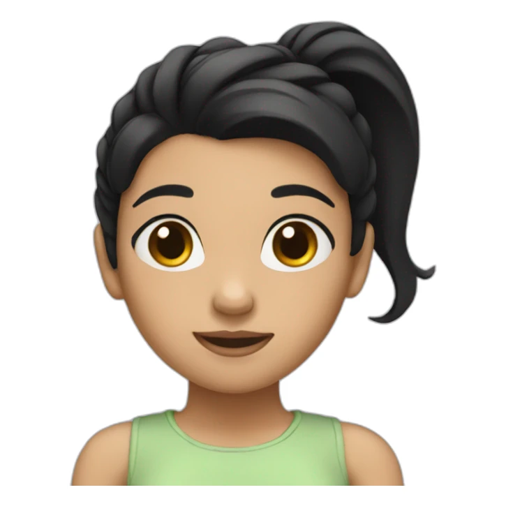 girl with black hair pony tale sticker