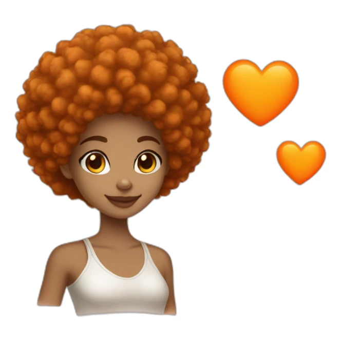 Light skin girl afro orange with handheart sticker