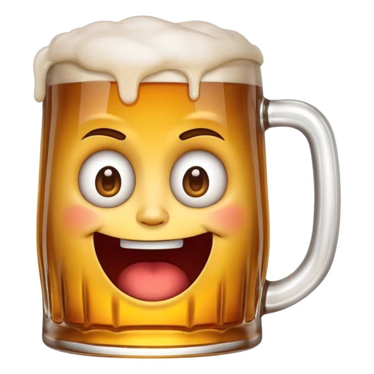 Make 5 beer mug emoji with a face. Emotions: joy, anger, hatred, bewilderment, laughter. sticker