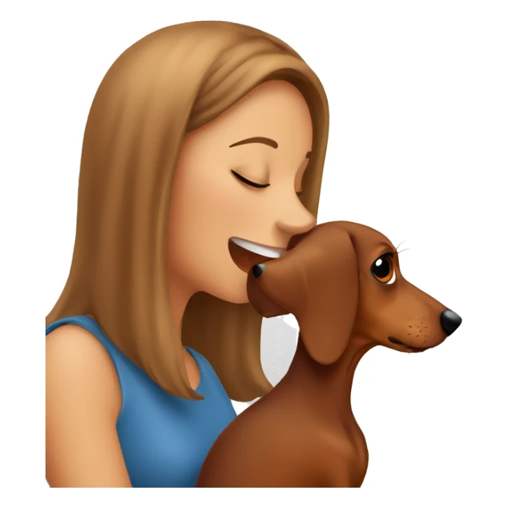 Female kissing brown daschund sticker