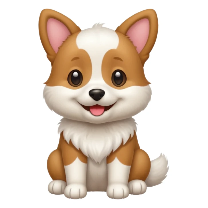 A cute cartoon dog, white fur, happy expression, sitting. sticker