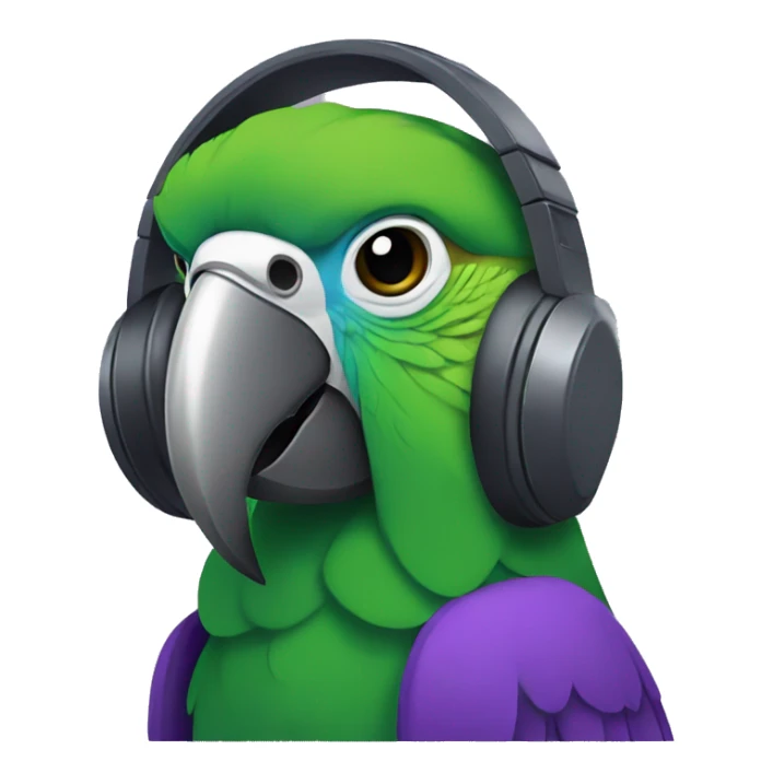 parrot with purple hoodie and gamer headset sticker