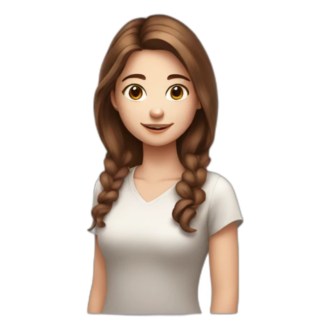 White cute girl with brown hair taking selfie sticker