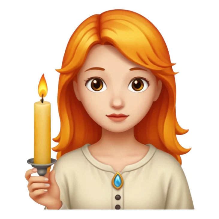 the girl is holding a candle sticker