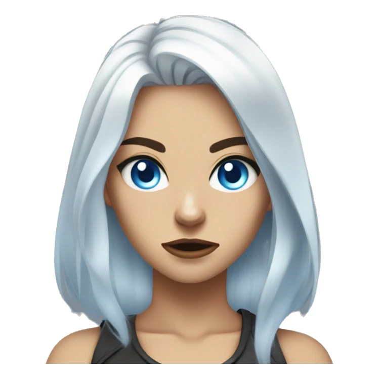 cat girl platinum hair blue eyes, angry sticker