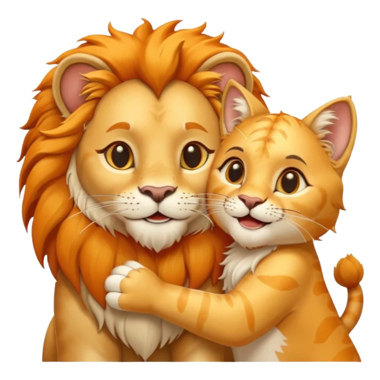 Animal Gato acariciando las orejas de un leon sticker