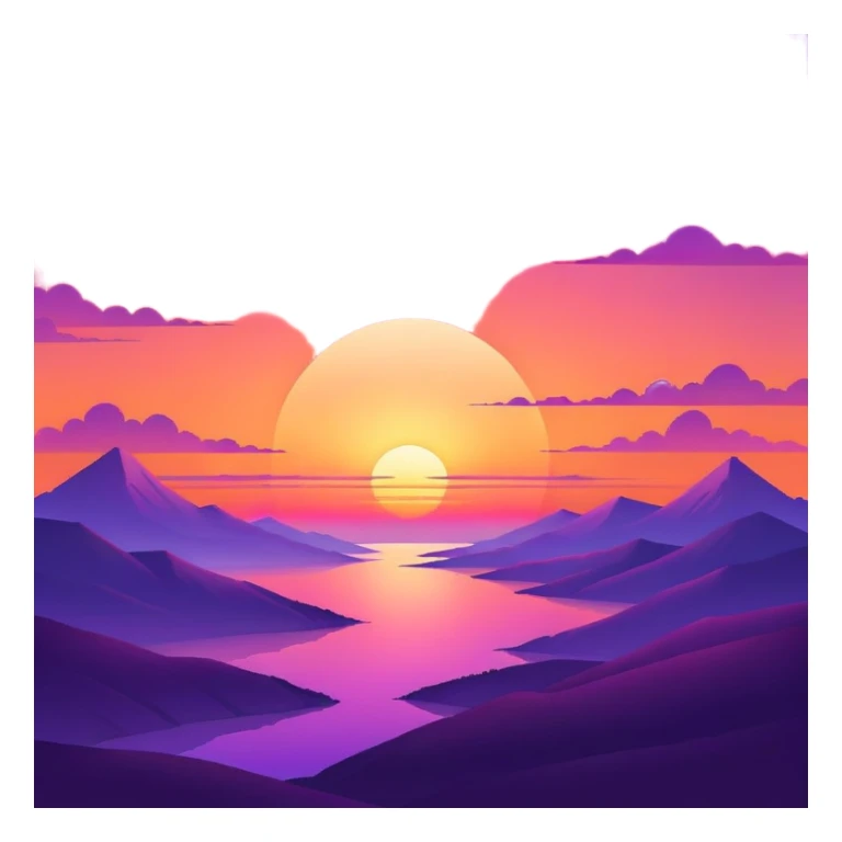 Epic beautiful orange-purple sunset dusk dawn sunrise gradient colorful sky aesthetic scenery scene full image  sticker