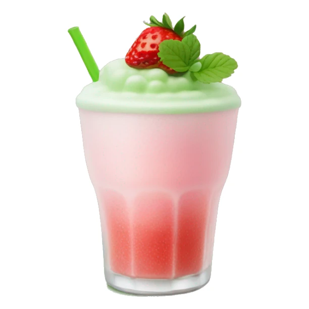 Light pink strawberry drink with green matcha cold foam on top  sticker