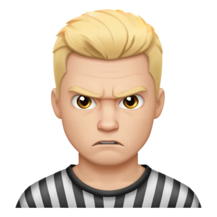 angry blonde tattooed male prisoner sticker
