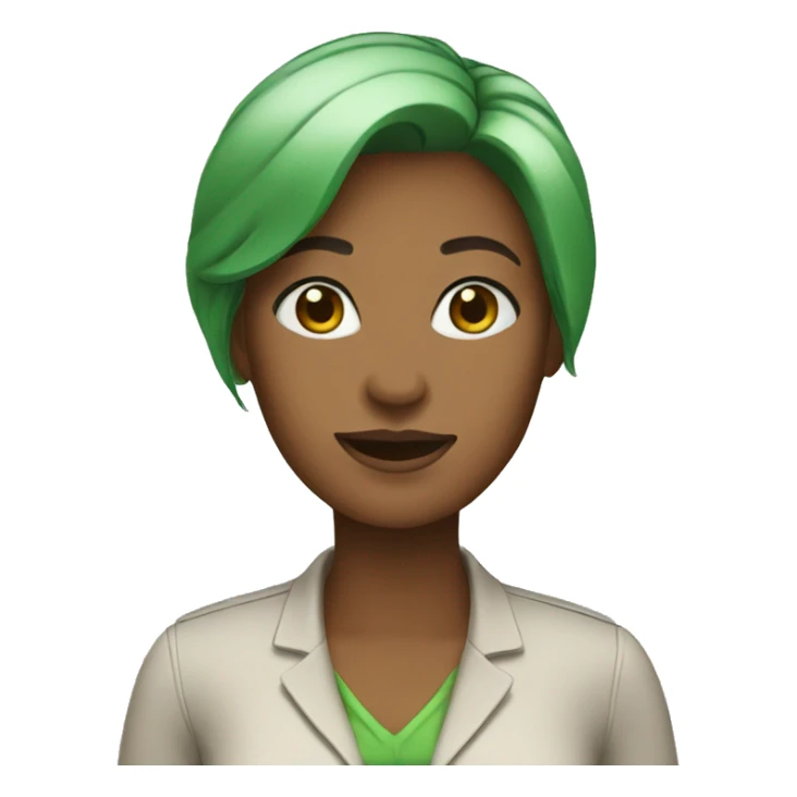 saleswoman wearing green sticker