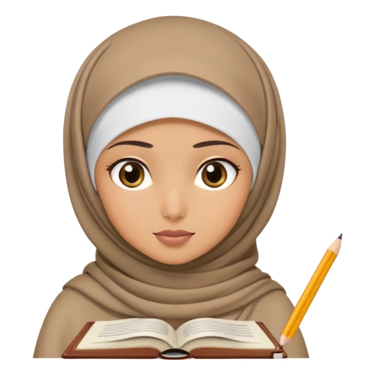 hijabi girl studying with distraction sticker
