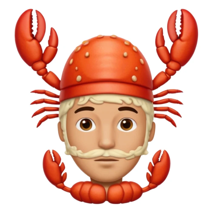 man with a lobster risotto on their head sticker
