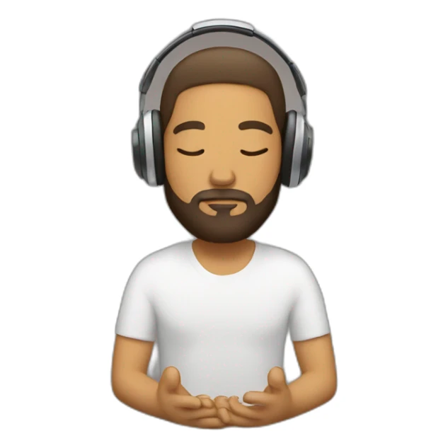 man with beard and headphones meditating sticker