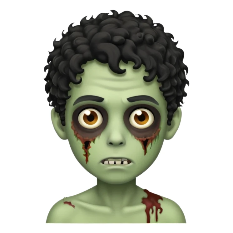 A boy zombie with black curly hair  sticker