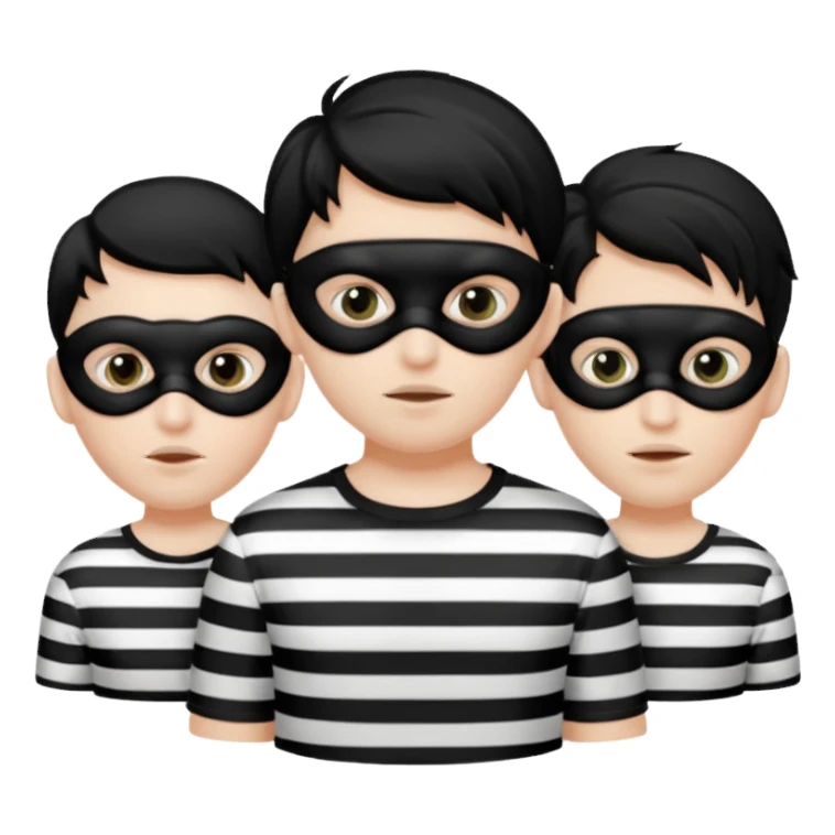 3 theif robbers emoji,Stripped shirt,eye mask, black head. sticker