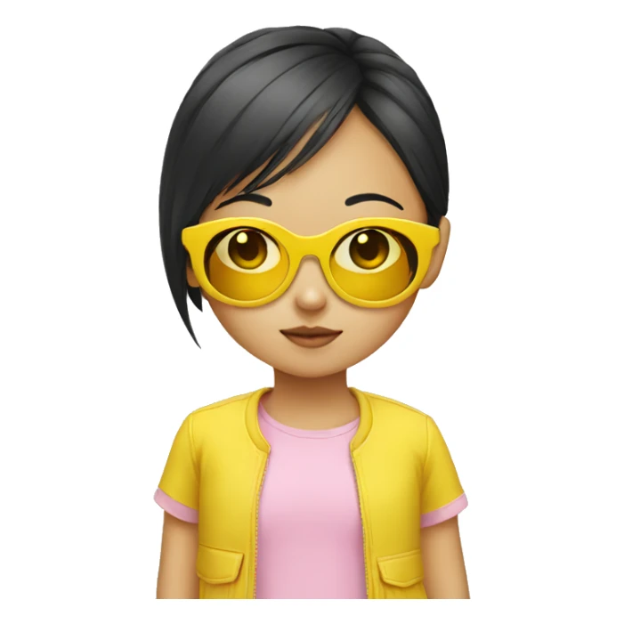young asian girl yellow sunglasses sticker