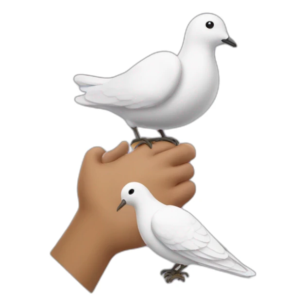 head emoji with a dove on top of the head having a peace sign hand sticker