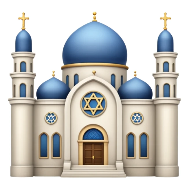 reform jewish synagogue similar in architecture to historical churches (pretty and magnificent), white in color, in ios emoji style sticker