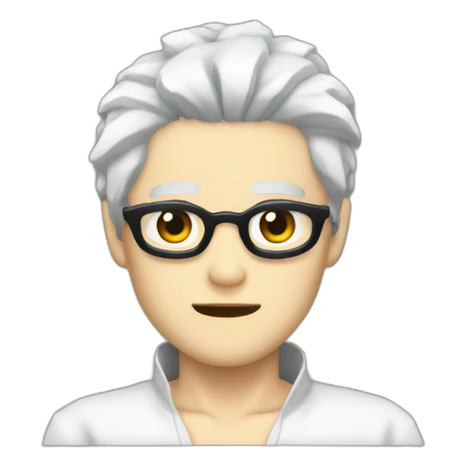 Gojo satoru white hair with a black tissue on his eyes sticker