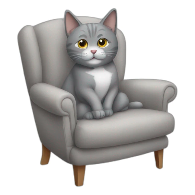Grey cat sitting in a comfy chair  sticker