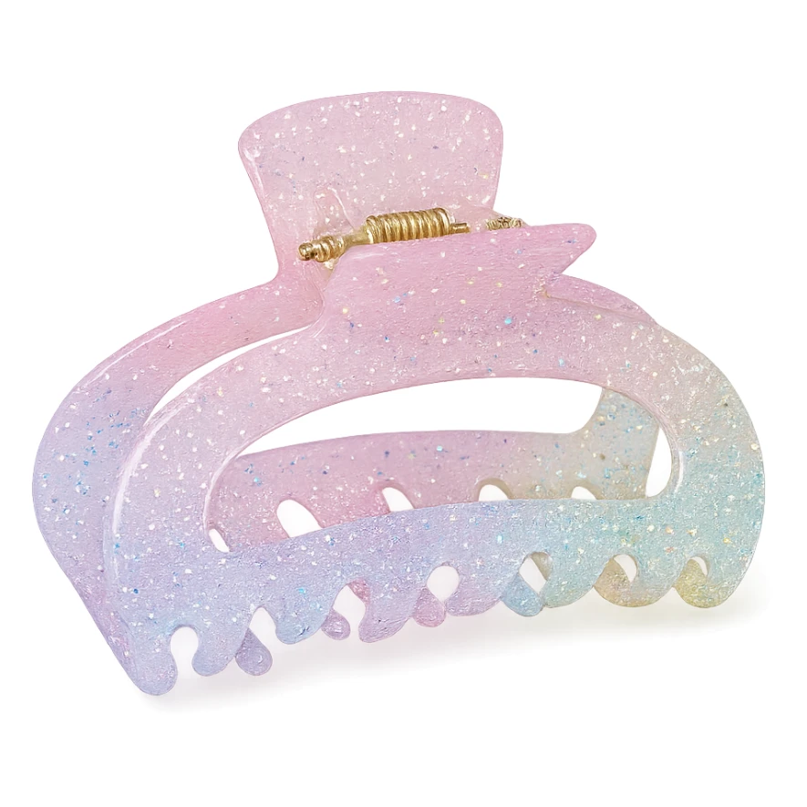 girly sparkling hair claw clip, pastel colors, no background sticker