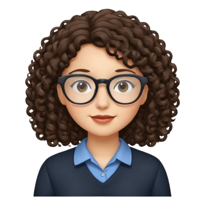 brunette girl with glasses and curly hair sticker