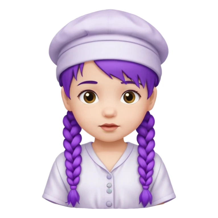 purple haired little baby with braids and white hat not beanie sticker