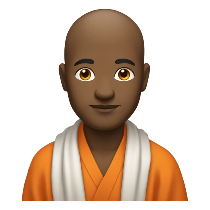 yogi with a peaceful and meditative expression. The character should be wearing an orange robe, symbolizing traditional yogic attire. sticker