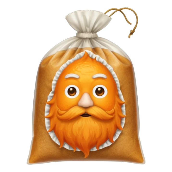 a teabag with orange beard at the ends of the bag sticker