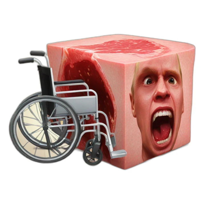 Furious raw meat cube holding wheelchair vladimir putin sticker