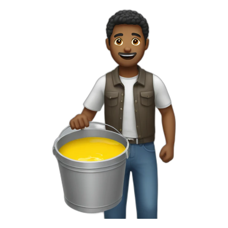 man with a bucket of paint falling on him sticker