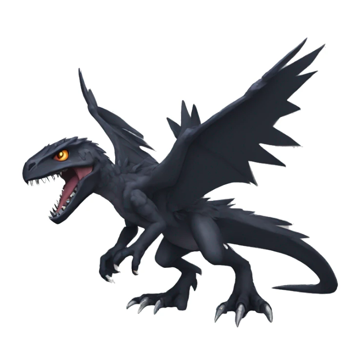  Cool Edgy Black Digimon-Fakemon-Raptor-Reptile full body sticker