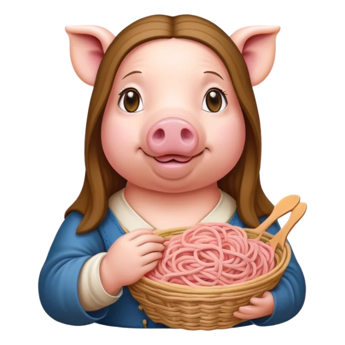   renaissance monalisa pig with pink spaghetti background  sticker