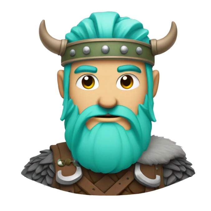 Winking Viking with cyan and green hair and beard sticker