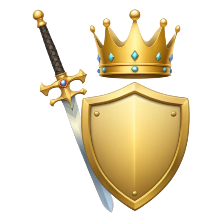Powerful emoji with only sword, shield and crown sticker