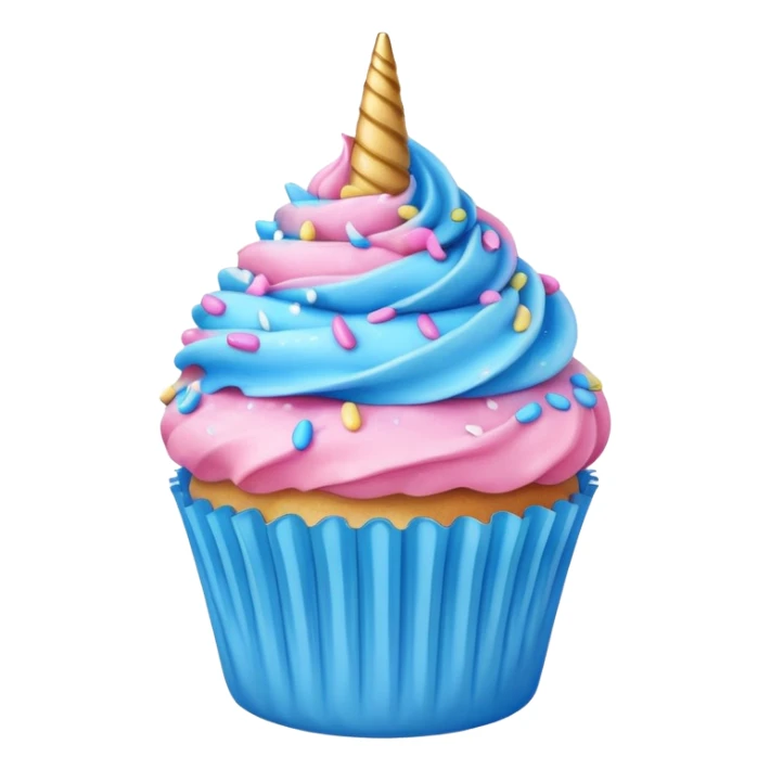 Cupcake with pink and blue icing and unicorn sprinkles  sticker