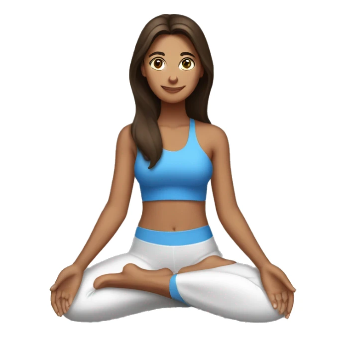 Brunette tanned woman with blue eyes doing yoga sticker