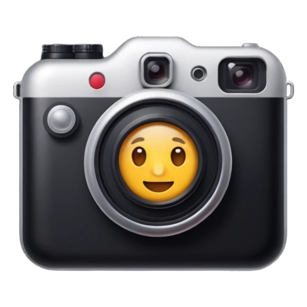 Emoji of a photo camera on a tripod, iPhone emoji style. Flat design, smooth gradients, rounded edges, soft shadows, clean look, white background sticker