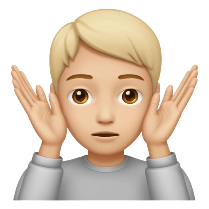 Covering the face with hands and peeping through your finger sticker