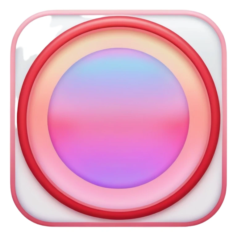 Iridescent pastel red square icon with soft round borders  sticker