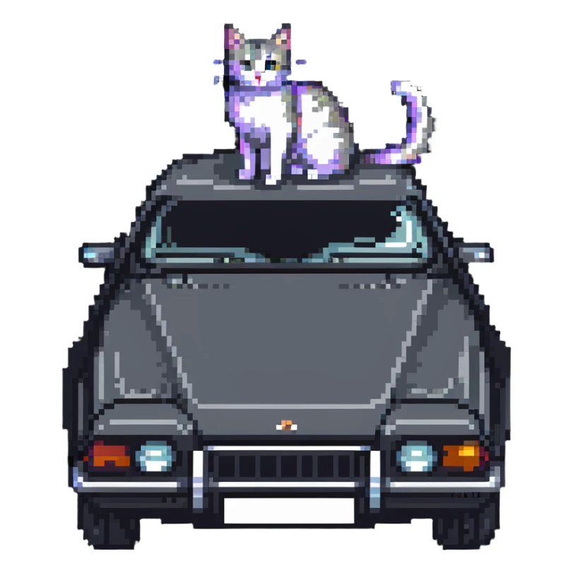 a cat on top of a car sticker