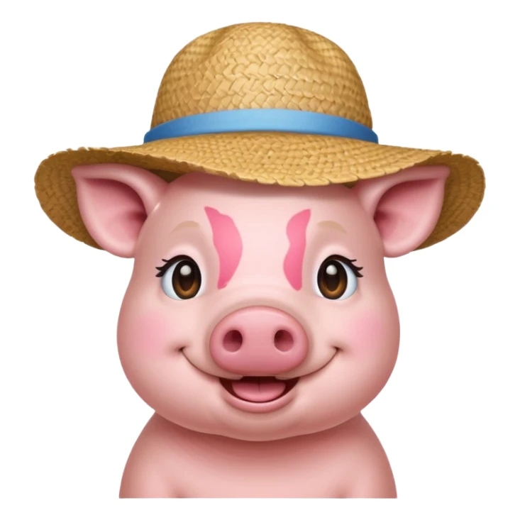 Farmer Pig – pink pig wearing straw hat and smiling sticker
