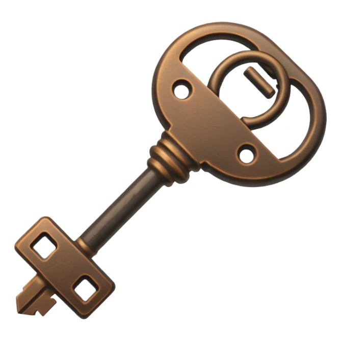 iOS style emoji, minimal ancient key, dark fantasy sticker