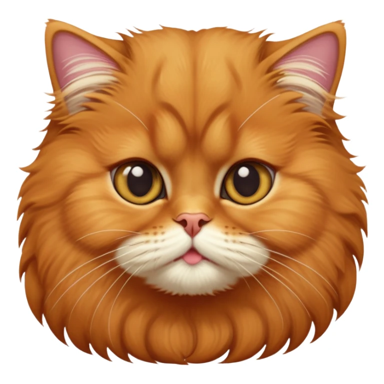 cinematic-adorable-big-eyed-fluffy-solid ginger-persian-cat-portrait-emoji,-head-tilted-playfully-with-a-sweet-expression,-fluffy-solid ginger-fur,-simplified-yet-irresistibly-cute-features-with-large,-expression, no white fur sticker