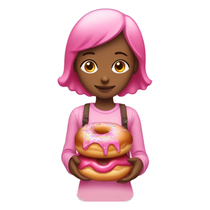 girl with a pink glazed donut head sticker