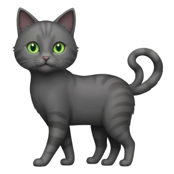 full body gorgeous solid dark grey cat with green eyes, white paws and white whiskers walking sticker